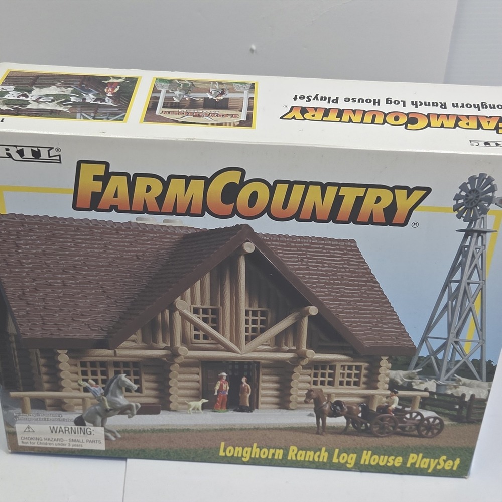 ERTL Farm Country Longhorn Ranch Log House PlaySet 12111 99% Complete See Pics